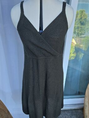 Dark Olive Green Knit Wrap-Front Sundress